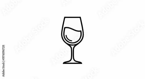 Minimalist line art of a wine glass with liquid