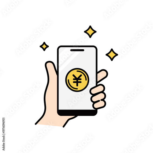 スマホの円マーク表示アイコン（カラー） – シンプル操作UIアイコンシリーズ