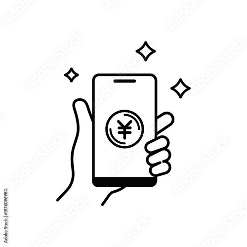 スマホの円マーク表示アイコン（線画） – シンプル操作UIアイコンシリーズ