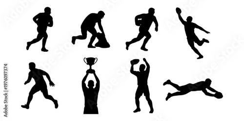 ラグビーのシルエットセット