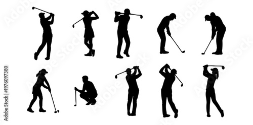ゴルフのシルエットセット