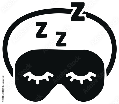 Sleep mask with Z letter symbols signifying restfulness, nighty slumber, and bedtime