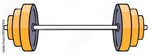 Stylized Barbell with Orange Plates for Strength Training and Weightlifting