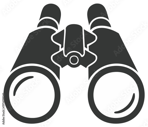 Simple black and white binoculars icon for searching observation and discovery concepts