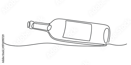Minimalist Single Line Drawing of a Message in a Bottle