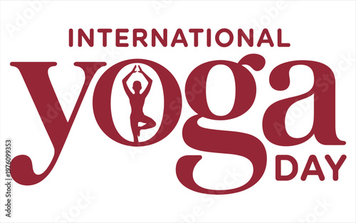 International yoga day event with red and white text