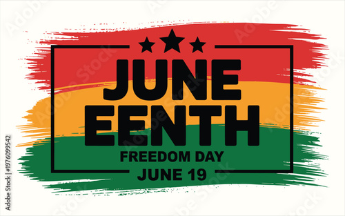 June 19th juneteenth freedom day celebration poster with american flag colors