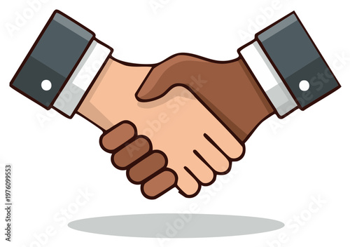 Handshake Illustration Between Two Individuals of Diverse Backgrounds