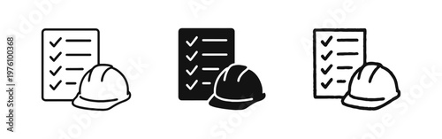 Safety Compliance Checklist and Hard Hat Icon for Industrial Inspection