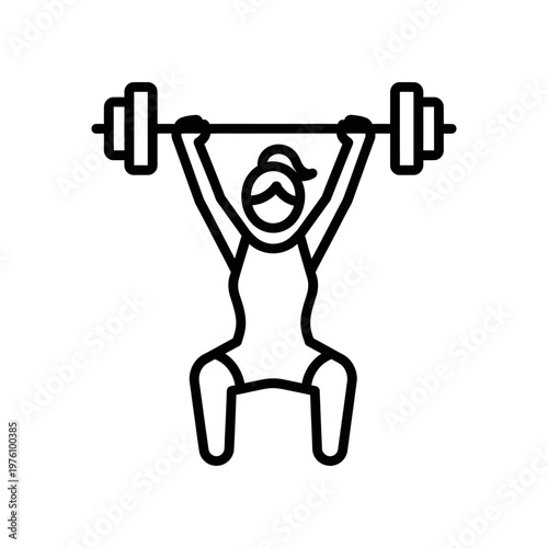 Minimalist line art weightlifter icon for fitness and strength training