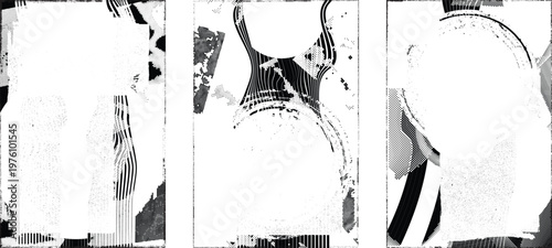 Grungy isolated layers . Design element for brochure, social media, posters, flyers. Overlay texture.Textured banner with Distress effect .Vector halftone dots . Screen print texture
