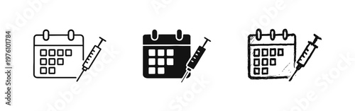 Vaccination Schedule Icon Set with Calendar and Syringe