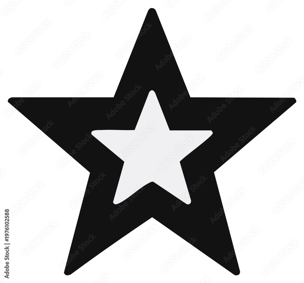 Fototapeta premium Simple Geometric Black and White Star Icon with Inner Star Symbol