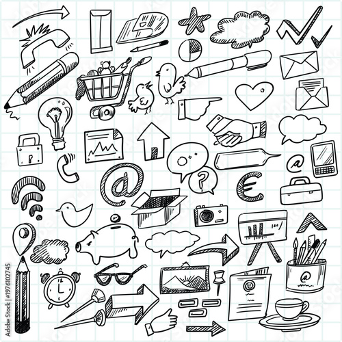 Hand Drawn Comic Expression Elements and Speech Bubbles Vector Set

Vector Cartoon Accent Doodles Bundle with Sparkles Clouds and Action Lines

Creative Sketch Collection of Pop Art Symbols 