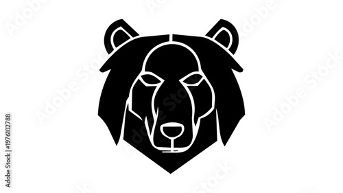 Geometric bear head logo design, minimalist grizzly animal mascot vector illustration.