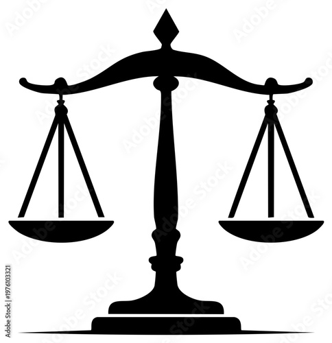 Scales of Justice Icon Symbolizing Law Legal System Judgement and Balance Black Silhouette