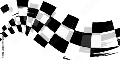 Black and white checkered rectangular frame. Square racing checkerboard pattern. Chessboard geometric pattern. Rally checkerboard pattern. Finish racing frame. Vector illustration on white background