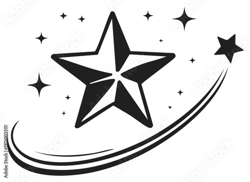 Sparkling Star Trail Illustration with Shining Stars, Aspiration and Achievement Concept, Festive Design