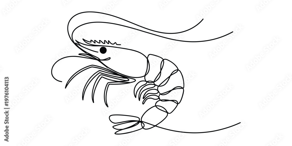 Fototapeta premium Minimalist Continuous Line Drawing of a Shrimp