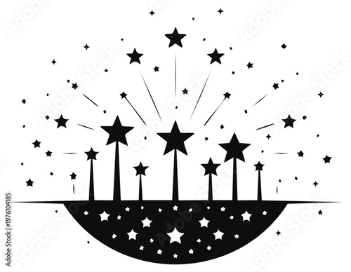 Abstract illustration of various stars in a celebratory design