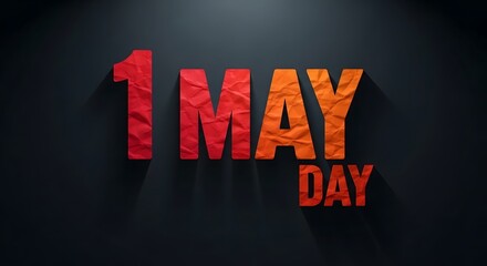 May day celebration bold typography with fiery red and orange lettering