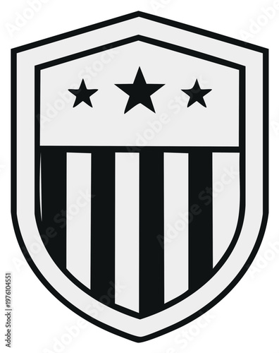 Bold Shield Emblem with Stars and Stripes Design for Patriotism and Security