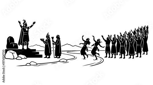 Inti Raymi Cultural Infographic Black And White Set