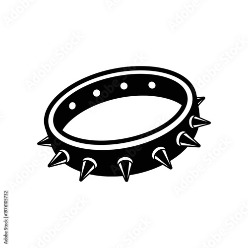 black leather spiked dog collar isolated on white background