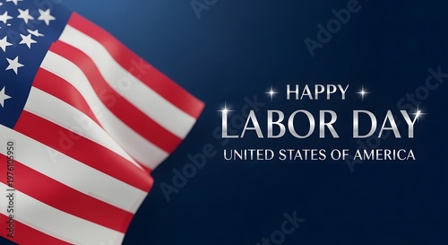 Festive labor day greeting with american flag and patriotic typography
