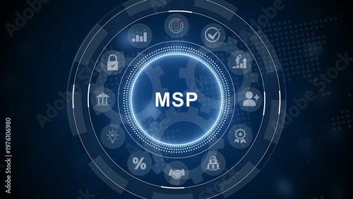 Fotografie MSP acronym, managed service provider concept, A managed service provider is a third party company that remotely