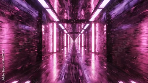 Illuminated futuristic tunnel in violet.