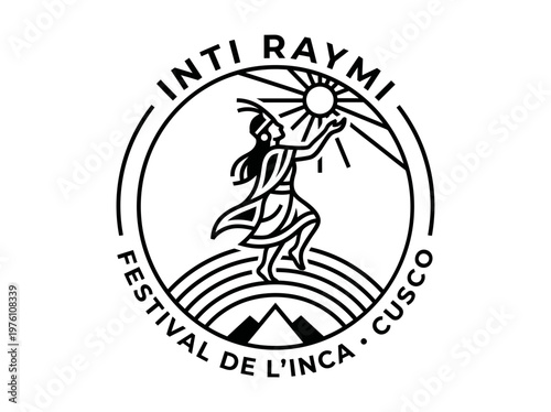 Inca ceremonial amphitheater scene with dancers and priest