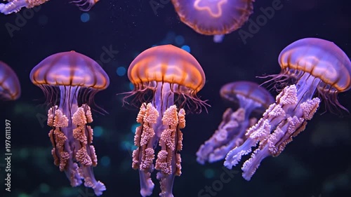 Jellyfish underwater bloom.