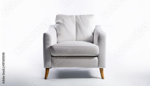 a high quality stock photograph of a single white sofa chair isolated on white background