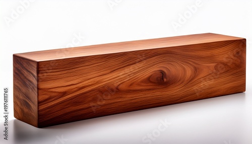 a high quality stock photograph of a single mahogany piece of plank full body centered and isolated on a white background