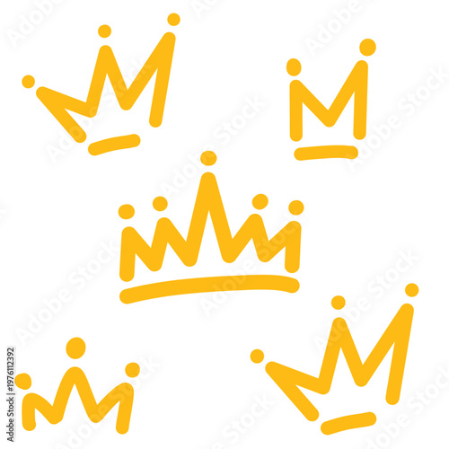 Cute princess and prince crown vector icons for kids party