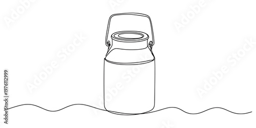 Minimalist Continuous Line Drawing of a Milk Can