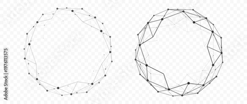 Abstract Broken Sphere Wireframe with Digital Network Connections and Polygonal Tech Design