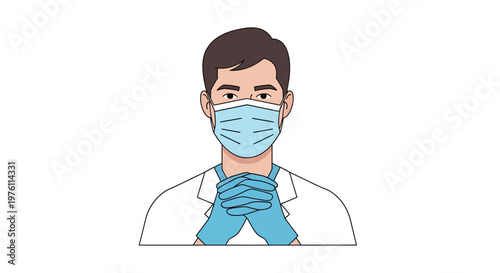 Doctor wearing blue surgical face mask.