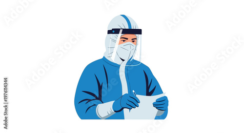 Person Wearing Protective Medical Suit.