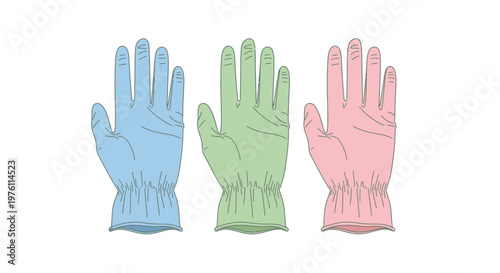 Colorful rubber gloves for protection.