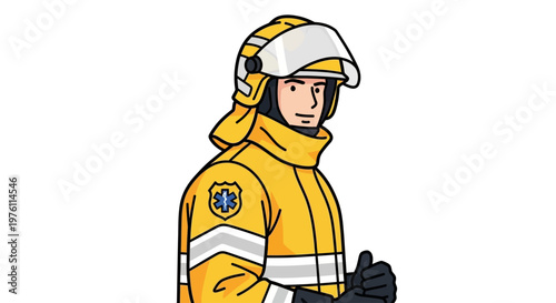 Firefighter wearing yellow protective gear.