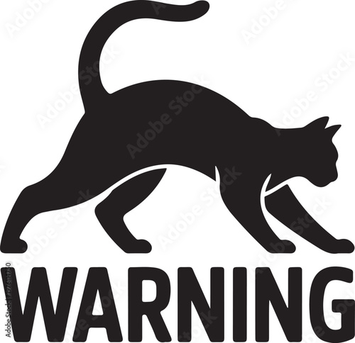 Black cat silhouette with warning text animal