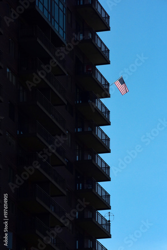 U.S. Flag Flies From Balcony