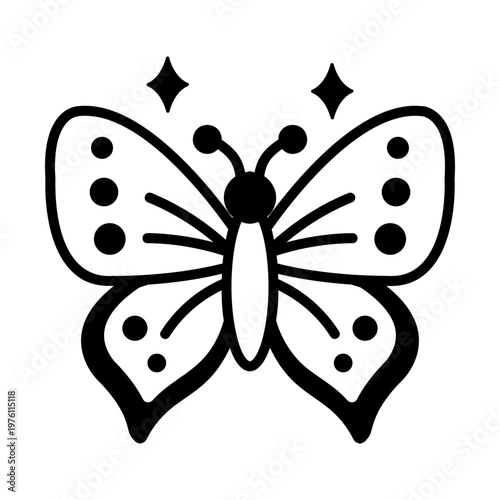 A glyph style icon showing butterfly wings