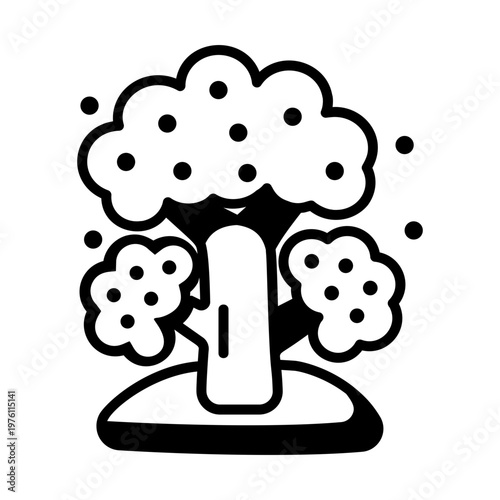 A glyph style icon showing a blossom tree