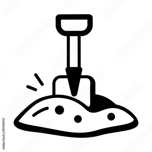 A glyph style icon showing digging