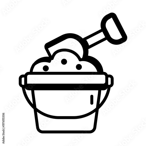 Glyph style icon showing a sand bucket