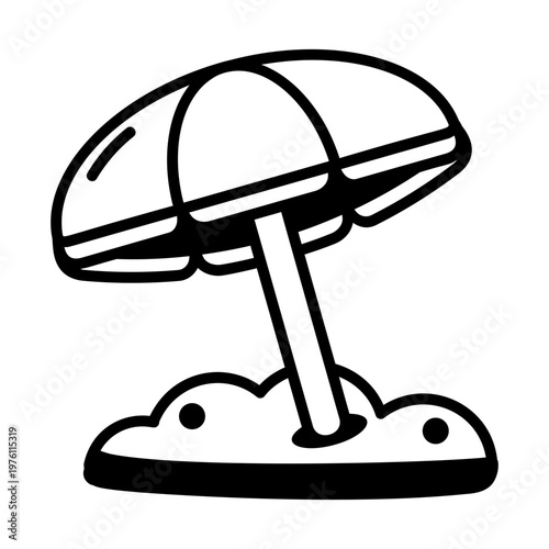 A glyph style icon showing a parasol