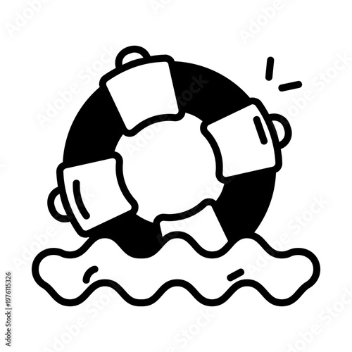 A glyph style icon showing a lifebuoy